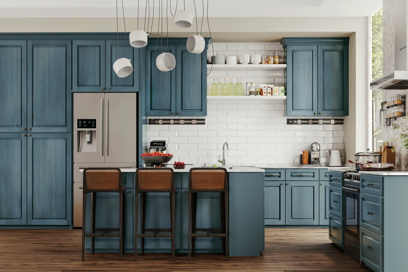 Pacific Blue Raised Panel Cabinets 2