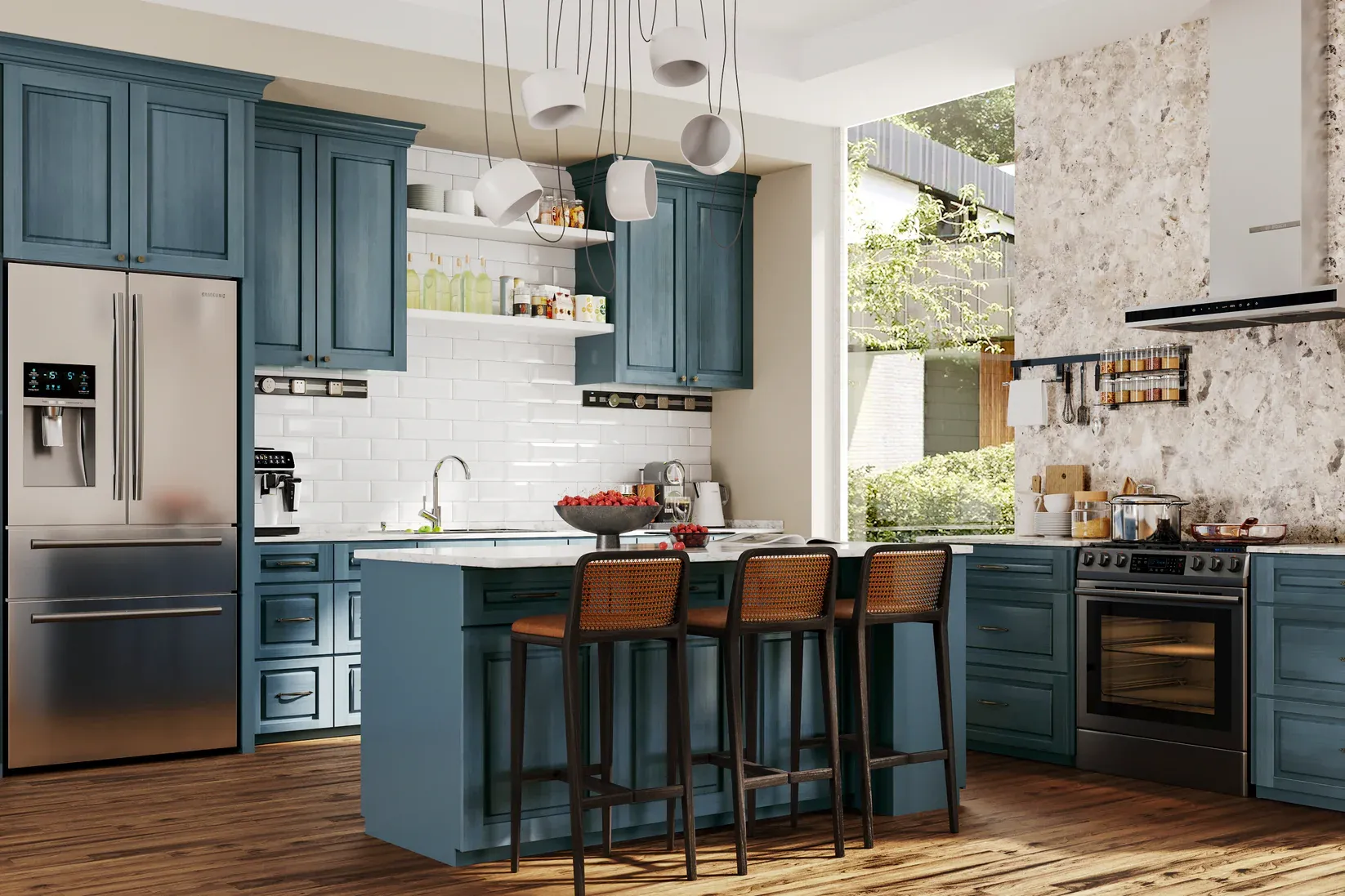 Pacific Blue Raised Panel Cabinets 3
