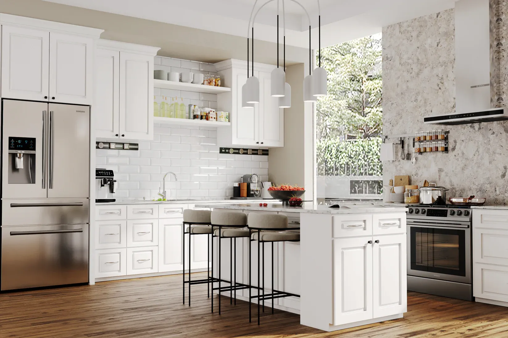 Glacier White Raised Panel Cabinets 2