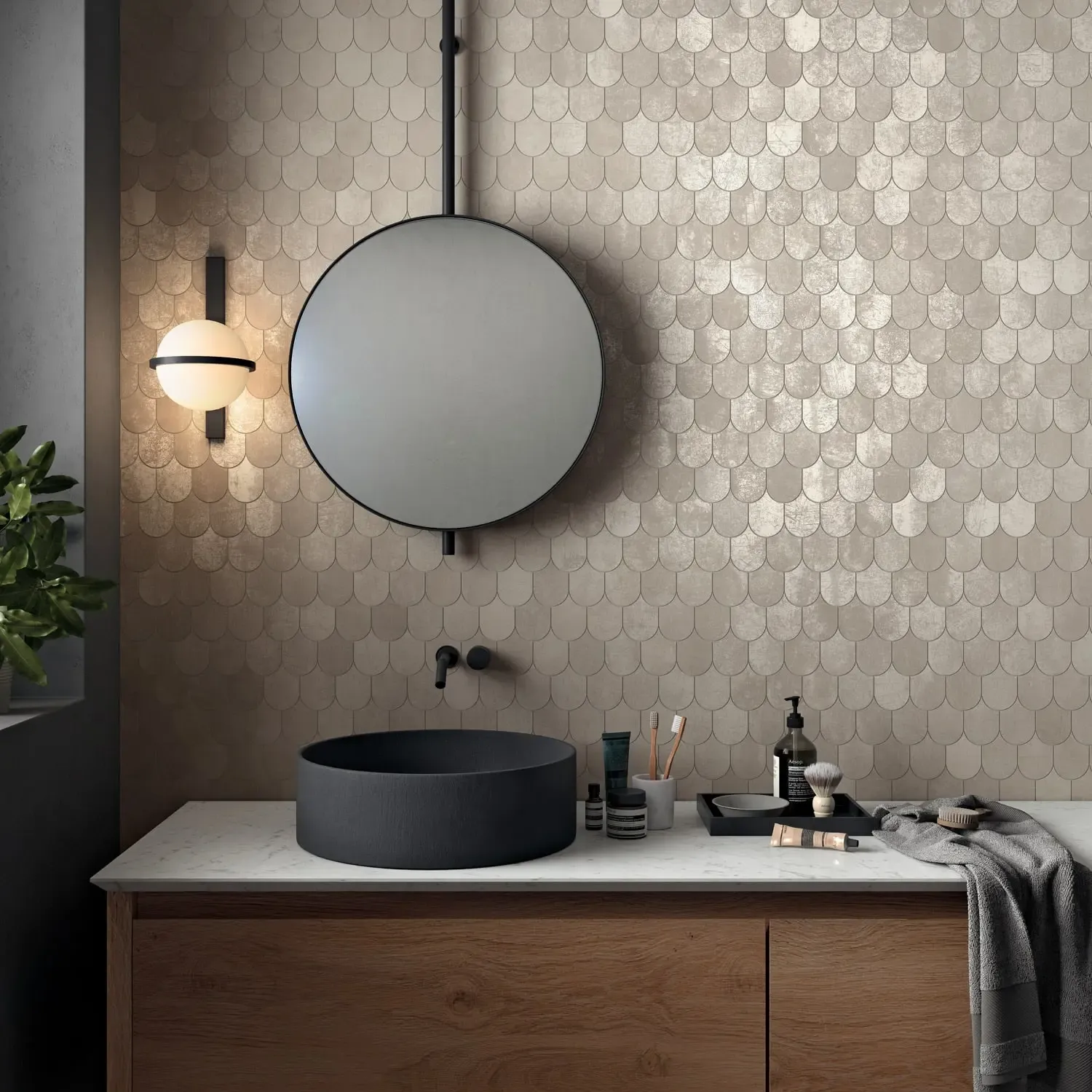 Renovated bathroom with walk-in shower